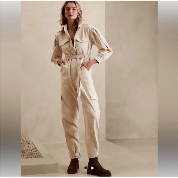 Banana Republic Pants - NEW Banana Republic Moleskin Flightsuit Jumpsuit Beige SMALL Womens $190